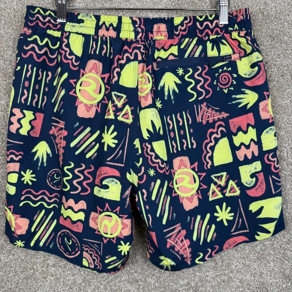 Reel Life Mens Vortex Trunk Swim Shorts Navy Highroglyphs Print‎ Medium NEW